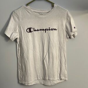 Champion White Tee with Black Logo